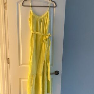 GAP Bright Yellow Spaghetti-Strap Maxi Dress with Tie Waist